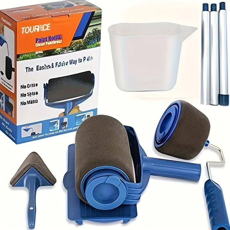 5-Piece Set Multifunctional Paint Roller Angle Brush Handle Tool Wall Paint Roller DIY Household Easy-To-Operate Paint Brush