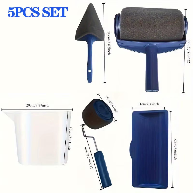 5-Piece Set Multifunctional Paint Roller Angle Brush Handle Tool Wall Paint Roller DIY Household Easy-To-Operate Paint Brush